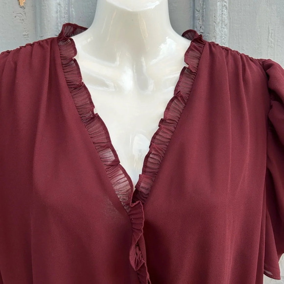 Marlee Bohemian  Ruffle Front Peplum Blouse, size Large - Picture 2 of 10